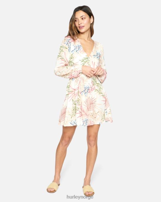 klær kvinner Hurley sommer mini kjole krem multi R406L496
