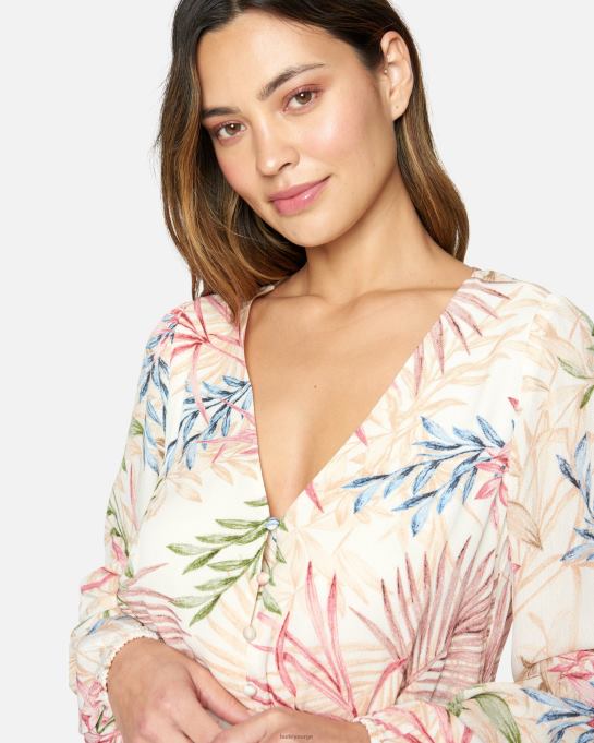 klær kvinner Hurley sommer mini kjole krem multi R406L496