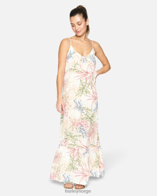 klær kvinner Hurley sommer palm volang maxi kjole krem multi R406L591