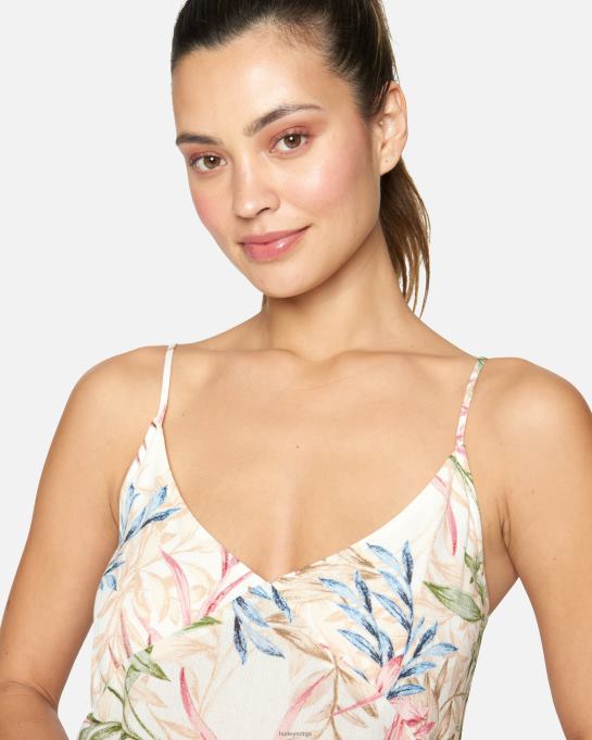 klær kvinner Hurley sommer palm volang maxi kjole krem multi R406L591