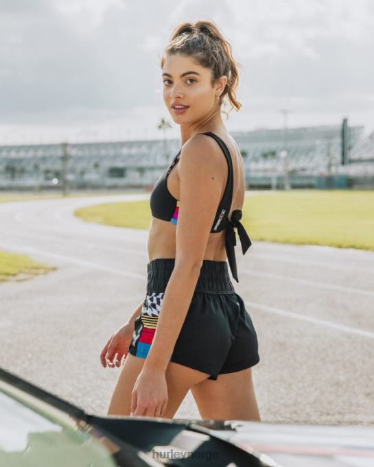 klær kvinner Hurley nascar fargeblokkert 2,5" boardshort svart hvit R406L499