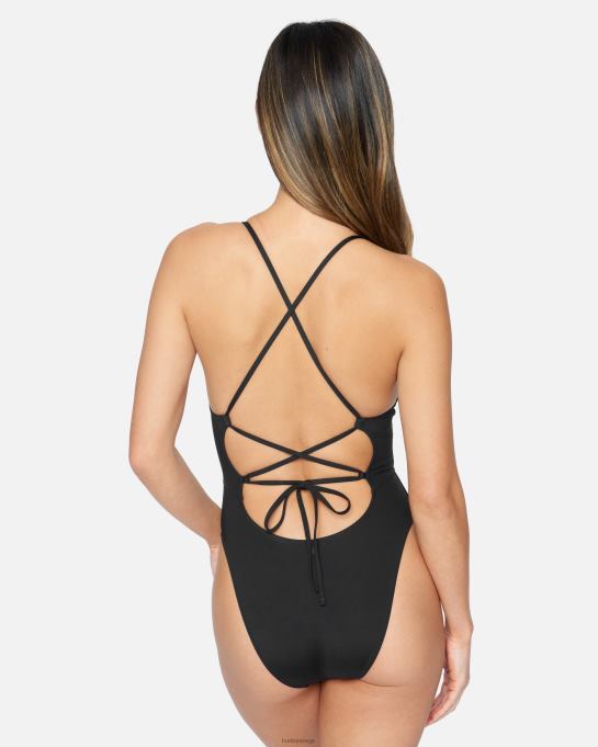 klær kvinner Hurley solid firkantet hals moderat ett stykke svart R406L480