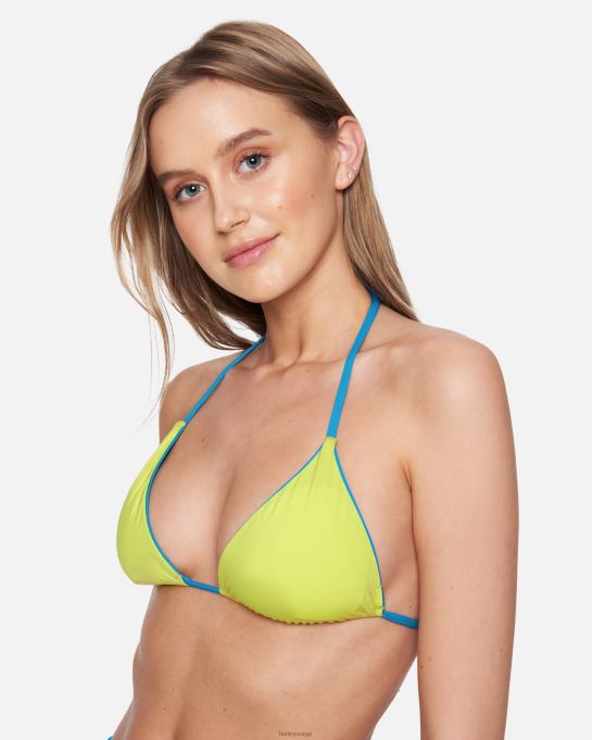klær kvinner Hurley solid vendbar basic tri-topp blå beat/neon lime R406L467