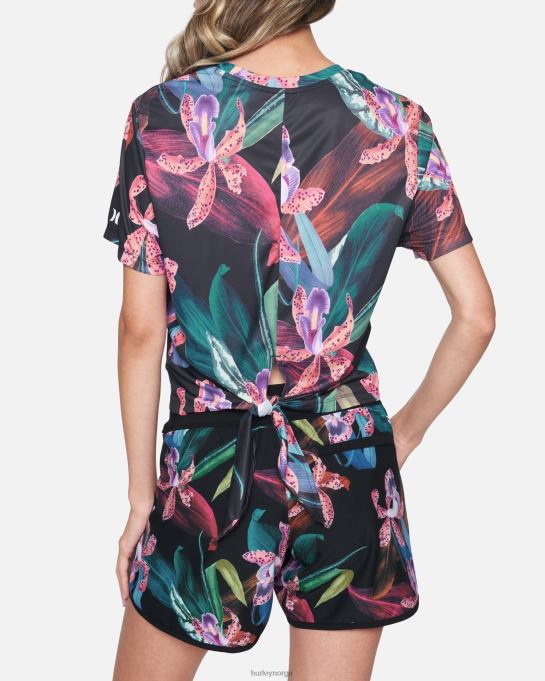 klær kvinner Hurley surfetopp med hybrid knute for kvinner svart/orkide R406L548