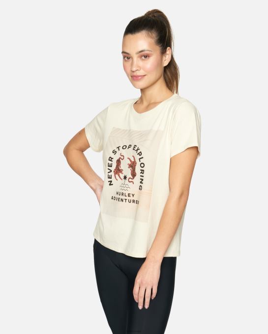 klær kvinner Hurley eventyrer klassisk t-skjorte hvit vintage R406L567