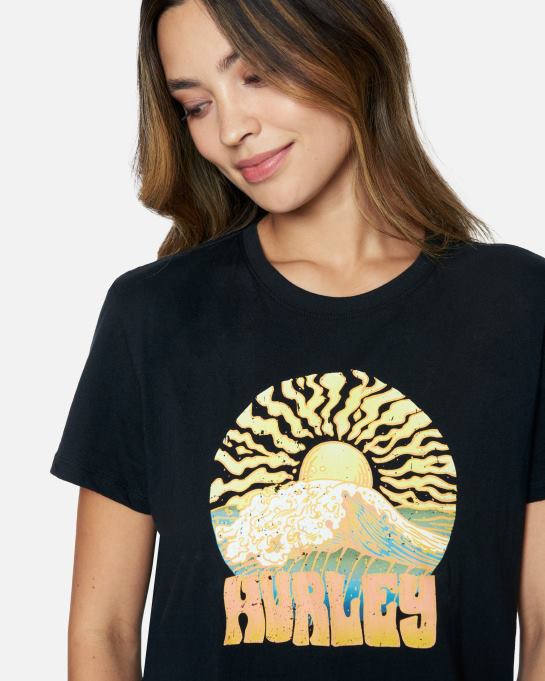 klær kvinner Hurley funk avslappet kjæreste-t-skjorte kaviar R406L563