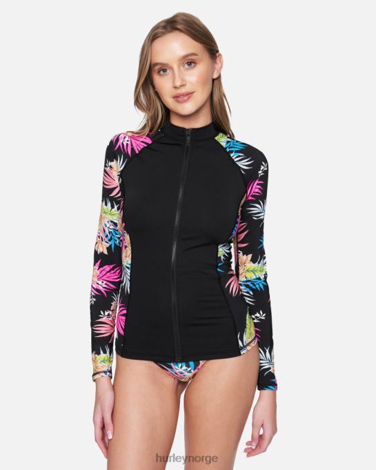 klær kvinner Hurley hana glidelås foran med lang ermet rashguard svart R406L493