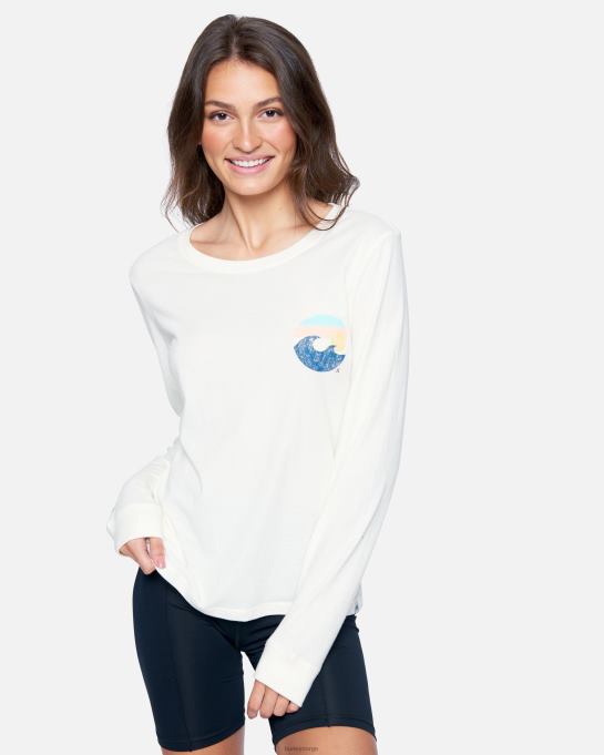 klær kvinner Hurley stripe waves klassisk langermet t-skjorte tofu R406L573