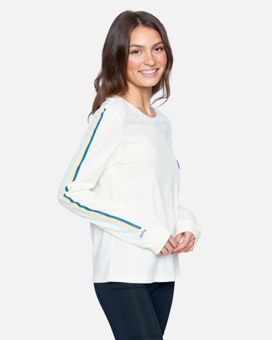 klær kvinner Hurley stripe waves klassisk langermet t-skjorte tofu R406L573