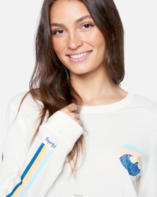 klær kvinner Hurley stripe waves klassisk langermet t-skjorte tofu R406L573