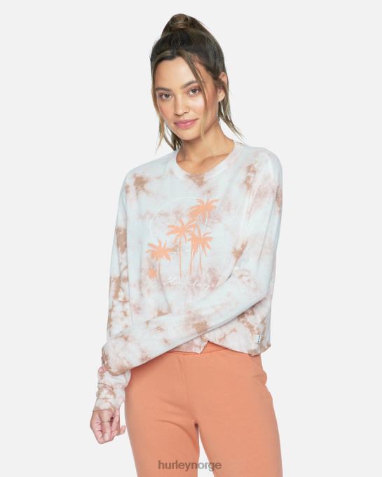 klær kvinner Hurley taryn tie dye beskåret langermet t-skjorte iskaffe R406L577