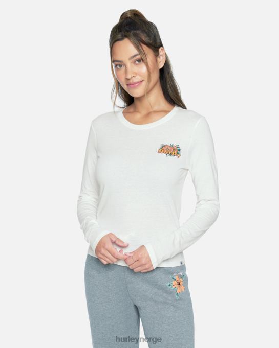 klær kvinner Hurley violet perfect crew langermet t-skjorte marshmallow R406L558