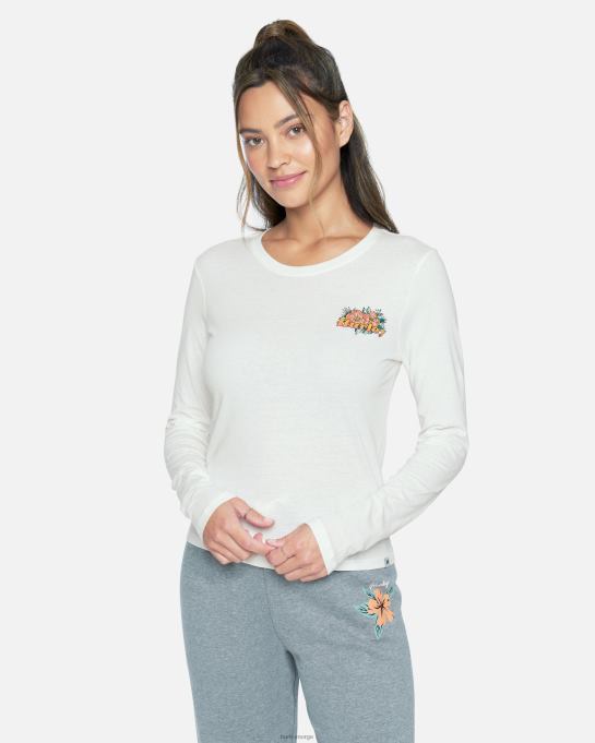 klær kvinner Hurley violet perfect crew langermet t-skjorte marshmallow R406L558