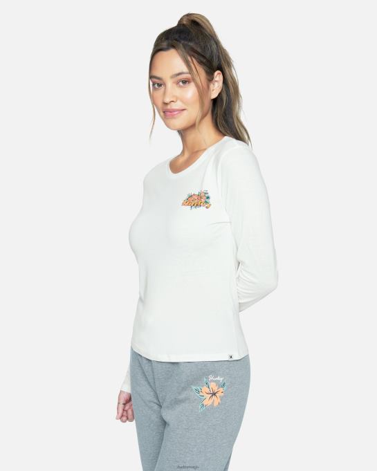 klær kvinner Hurley violet perfect crew langermet t-skjorte marshmallow R406L558