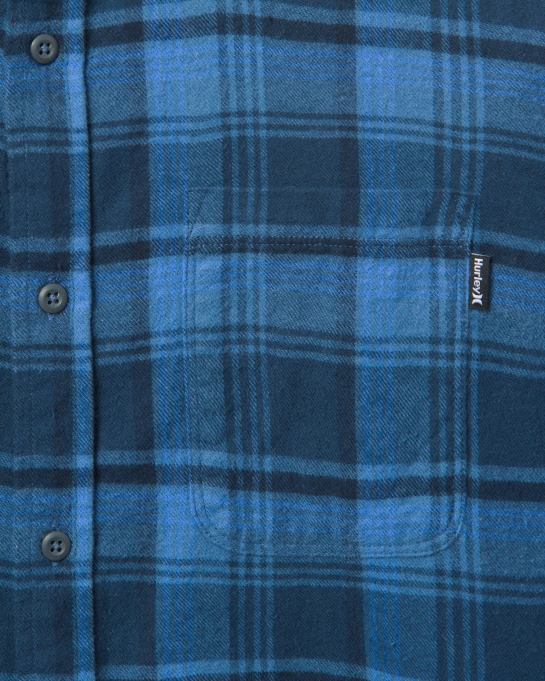 klær menn Hurley Portland økologisk flanellskjorte pansret marine R406L389