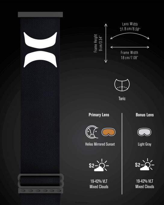 tilbehør menn Hurley helix voksen snøbriller + magnetisk linse sølv speil R406L458