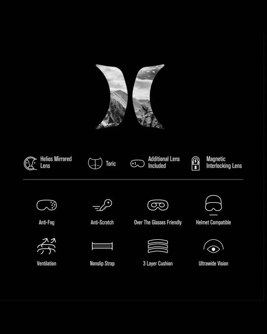 tilbehør menn Hurley helix voksen snøbriller + magnetisk linse sølv speil R406L458